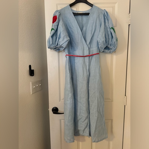 Fanm Mon Kalkan Linen Dress, Light Blue, Size L - Picture 2 of 6